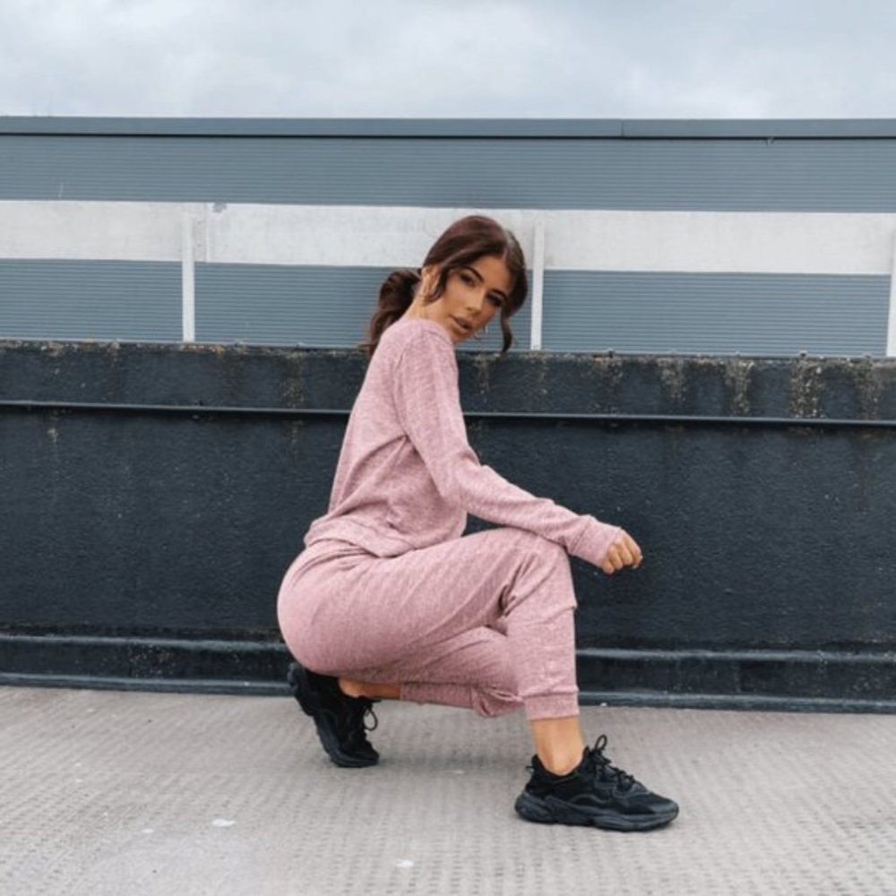 Pink Long Sleeve Top and High Waist Joggers Jogger Pants Two Piece Set - Picture 8 of 14